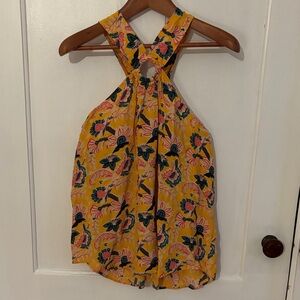 Maeve Vibrant Yellow and Pink Floral Blouse